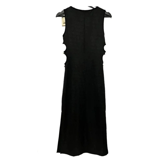 SANDRO Magda cut-out Satin Midi Black Dress NWT - Picture 4 of 11